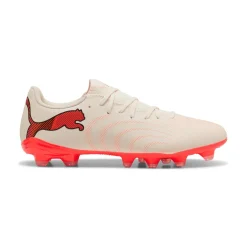 PUMA Future 9 Play Gras / Kunstgras Voetbalschoenen (MG) Gebroken Wit Zwart Roze