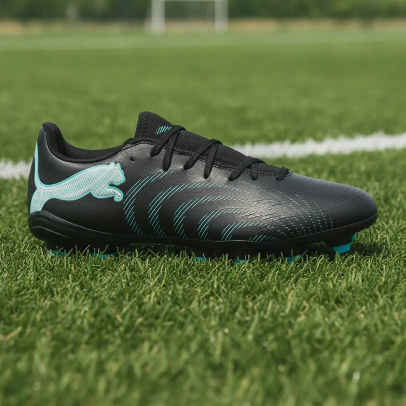 PUMA Future 9 Play Gras / Kunstgras Voetbalschoenen (MG) Zwart Intense Mint Wit
