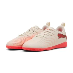 PUMA Future 9 Play Zaalvoetbalschoenen (IN) Kids Gebroken Wit Zwart Roze