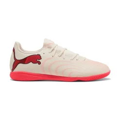 PUMA Future 9 Play Zaalvoetbalschoenen (IN) Gebroken Wit Zwart Roze