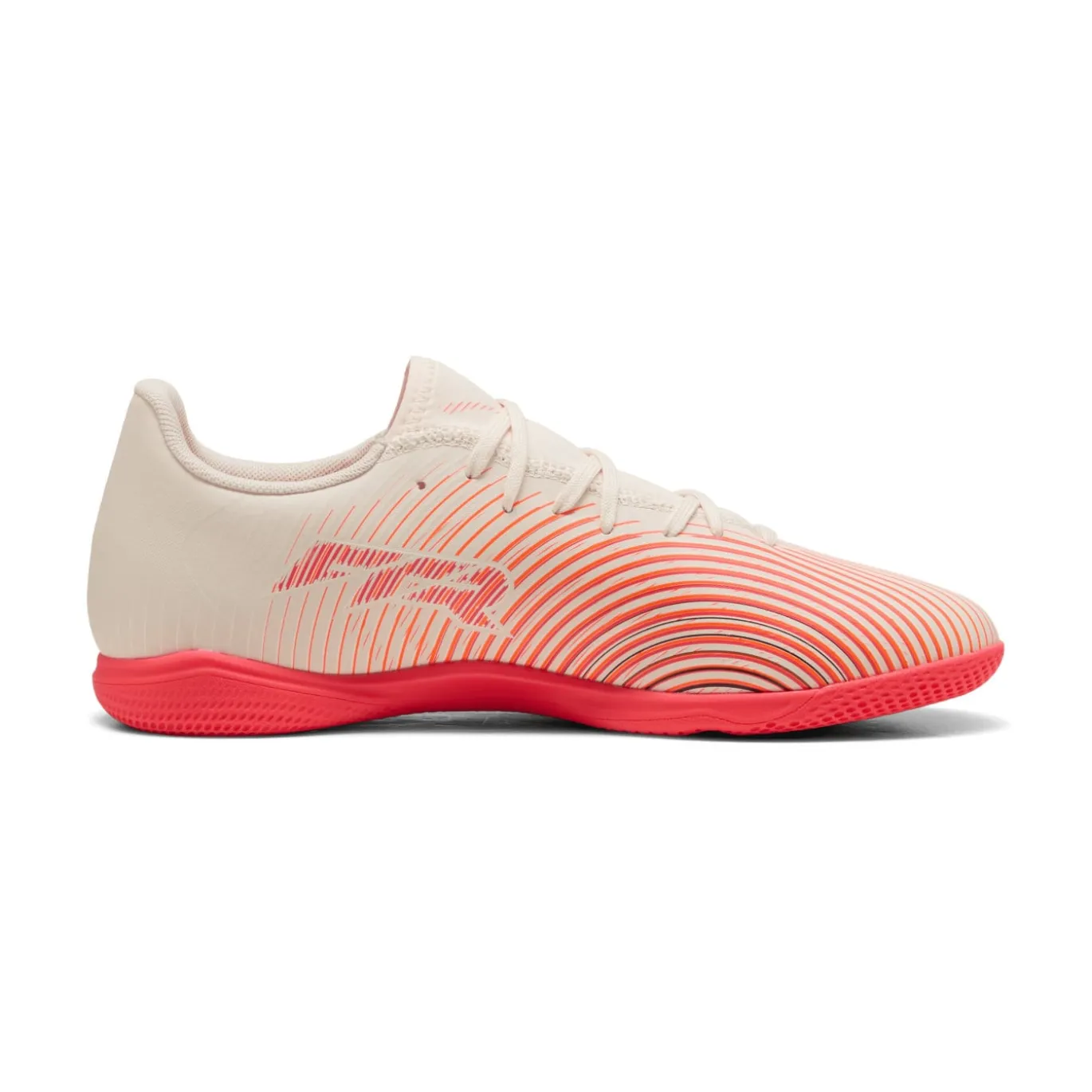 PUMA Future 9 Play Zaalvoetbalschoenen (IN) Gebroken Wit Zwart Roze
