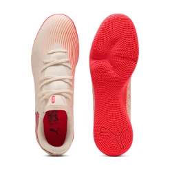 PUMA Future 9 Play Zaalvoetbalschoenen (IN) Gebroken Wit Zwart Roze