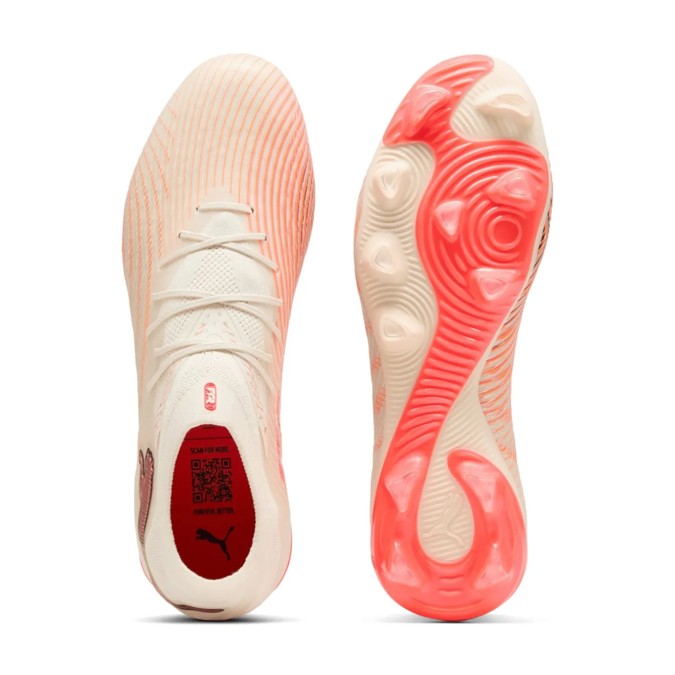 PUMA Future 9 Pro Gras / Kunstgras Voetbalschoenen (MG) Gebroken Wit Zwart Roze