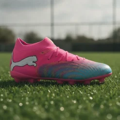 PUMA Future 9 Pro Gras / Kunstgras Voetbalschoenen (MG) Kids Felroze Blauw Geel