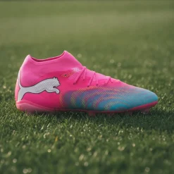 PUMA Future 9 Pro Gras / Kunstgras Voetbalschoenen (MG) Felroze Blauw Geel