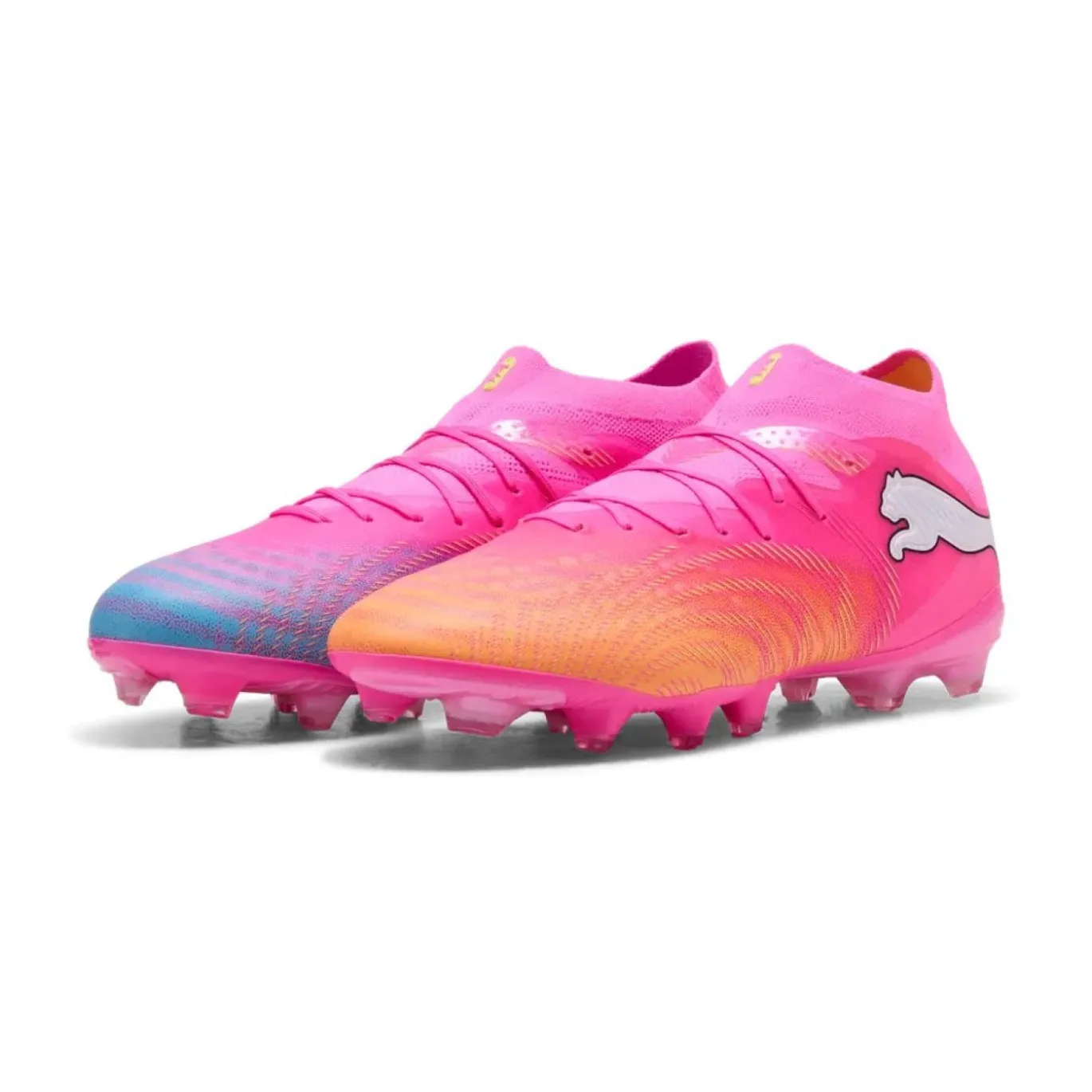 PUMA Future 9 Pro Gras / Kunstgras Voetbalschoenen (MG) Felroze Blauw Geel