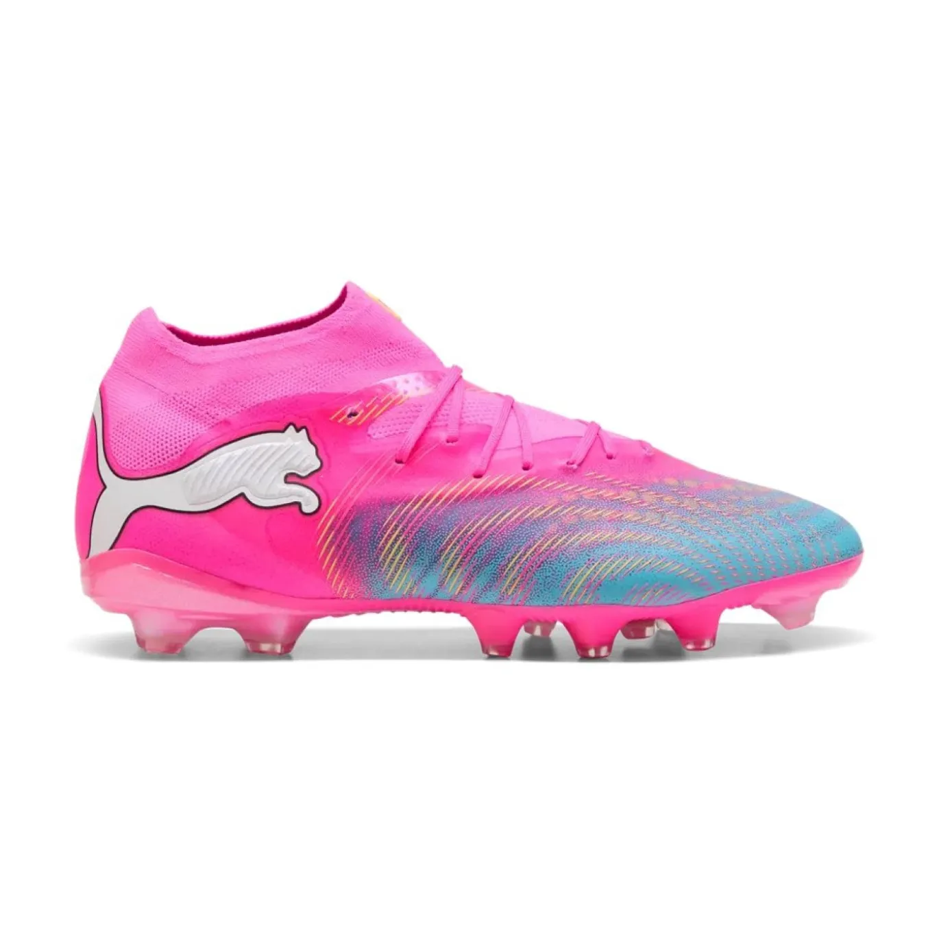 PUMA Future 9 Pro Gras / Kunstgras Voetbalschoenen (MG) Felroze Blauw Geel