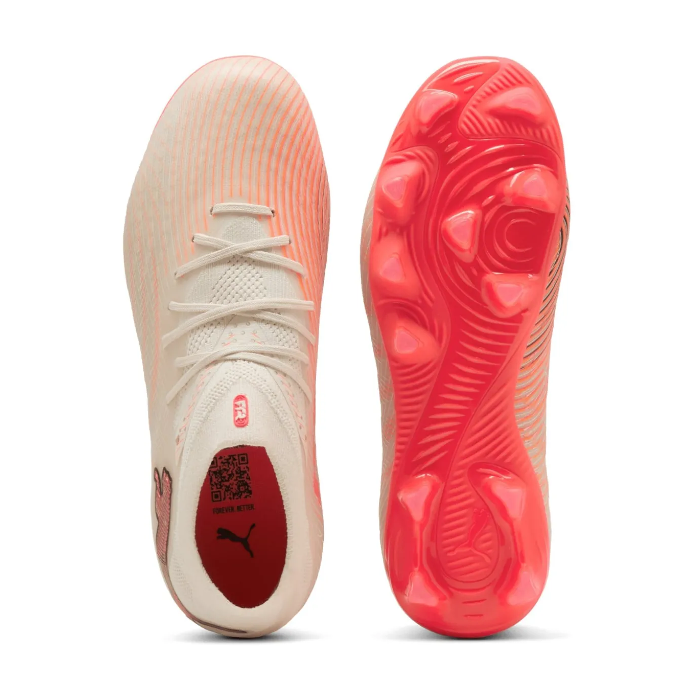 PUMA Future 9 Pro Gras / Kunstgras Voetbalschoenen (MG) Kids Gebroken Wit Zwart Roze
