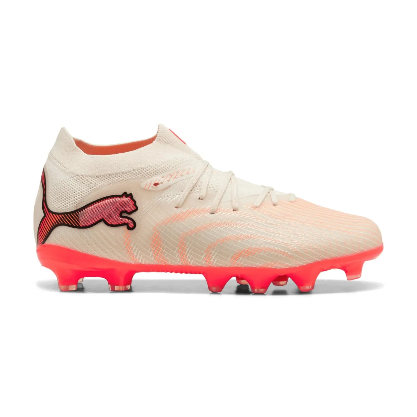 PUMA Future 9 Pro Gras / Kunstgras Voetbalschoenen (MG) Kids Gebroken Wit Zwart Roze