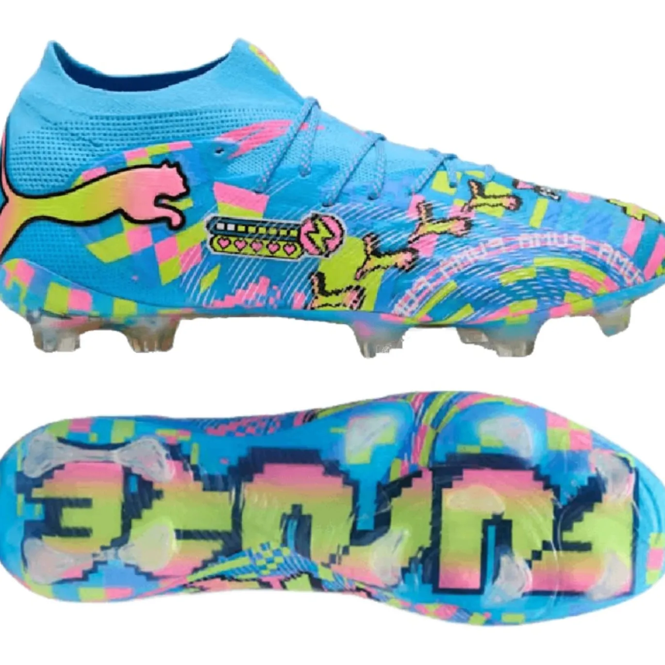 PUMA Future 9 Ultimate ADV Gras Voetbalschoenen (FG) Felblauw Felroze Neongroen