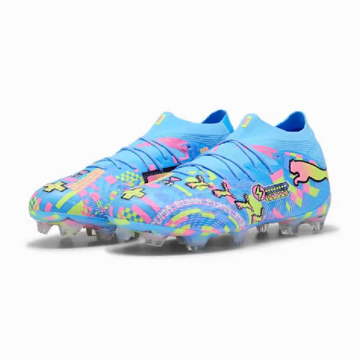 PUMA Future 9 Ultimate ADV Gras Voetbalschoenen (FG) Felblauw Felroze Neongroen