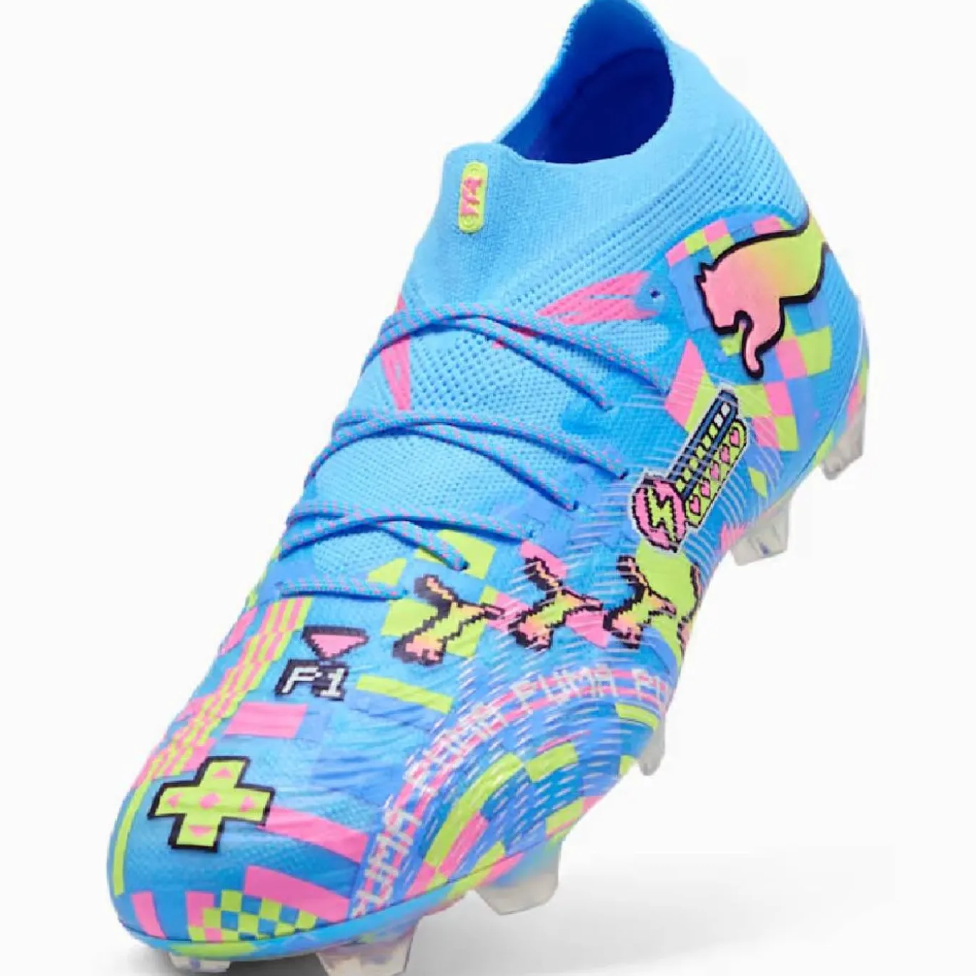 PUMA Future 9 Ultimate ADV Gras Voetbalschoenen (FG) Felblauw Felroze Neongroen