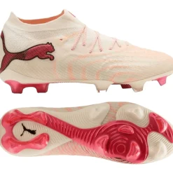 PUMA Future 9 Ultimate Gras Voetbalschoenen (FG) Gebroken Wit Zwart Roze