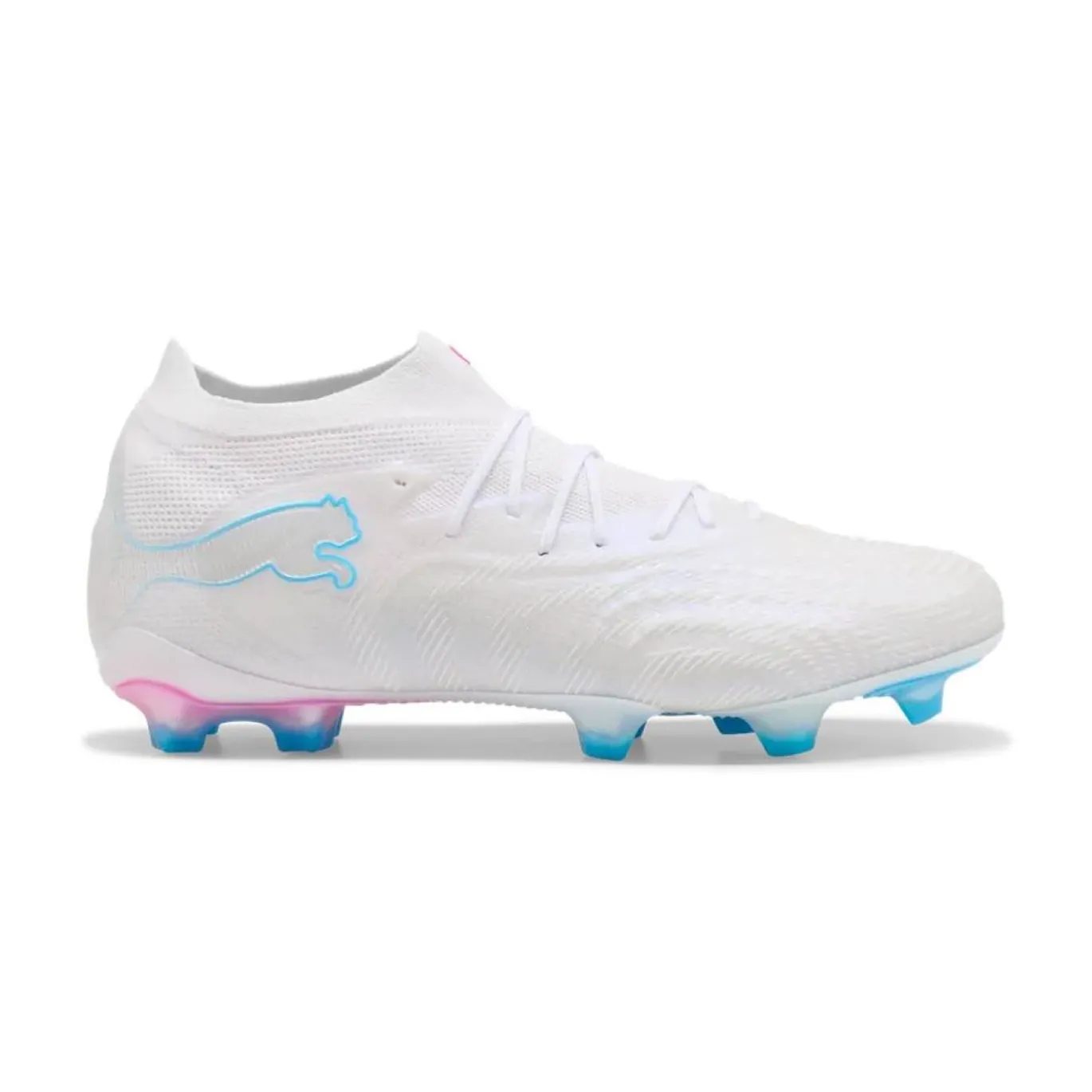 PUMA Future 9 Ultimate Gras Voetbalschoenen (FG) Wit Felblauw Felroze