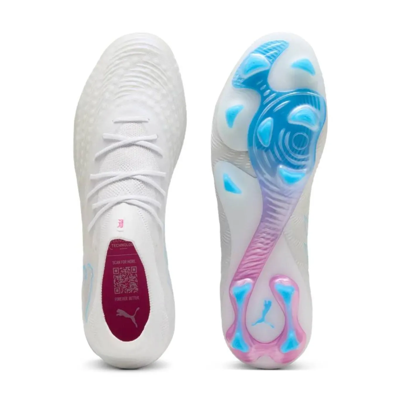 PUMA Future 9 Ultimate Gras Voetbalschoenen (FG) Wit Felblauw Felroze