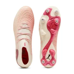 PUMA Future 9 Ultimate IJzeren-Nop Voetbalschoenen (SG) Gebroken Wit Zwart Roze