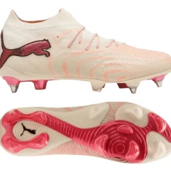 PUMA Future 9 Ultimate IJzeren-Nop Voetbalschoenen (SG) Gebroken Wit Zwart Roze