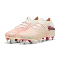 PUMA Future 9 Ultimate IJzeren-Nop Voetbalschoenen (SG) Gebroken Wit Zwart Roze