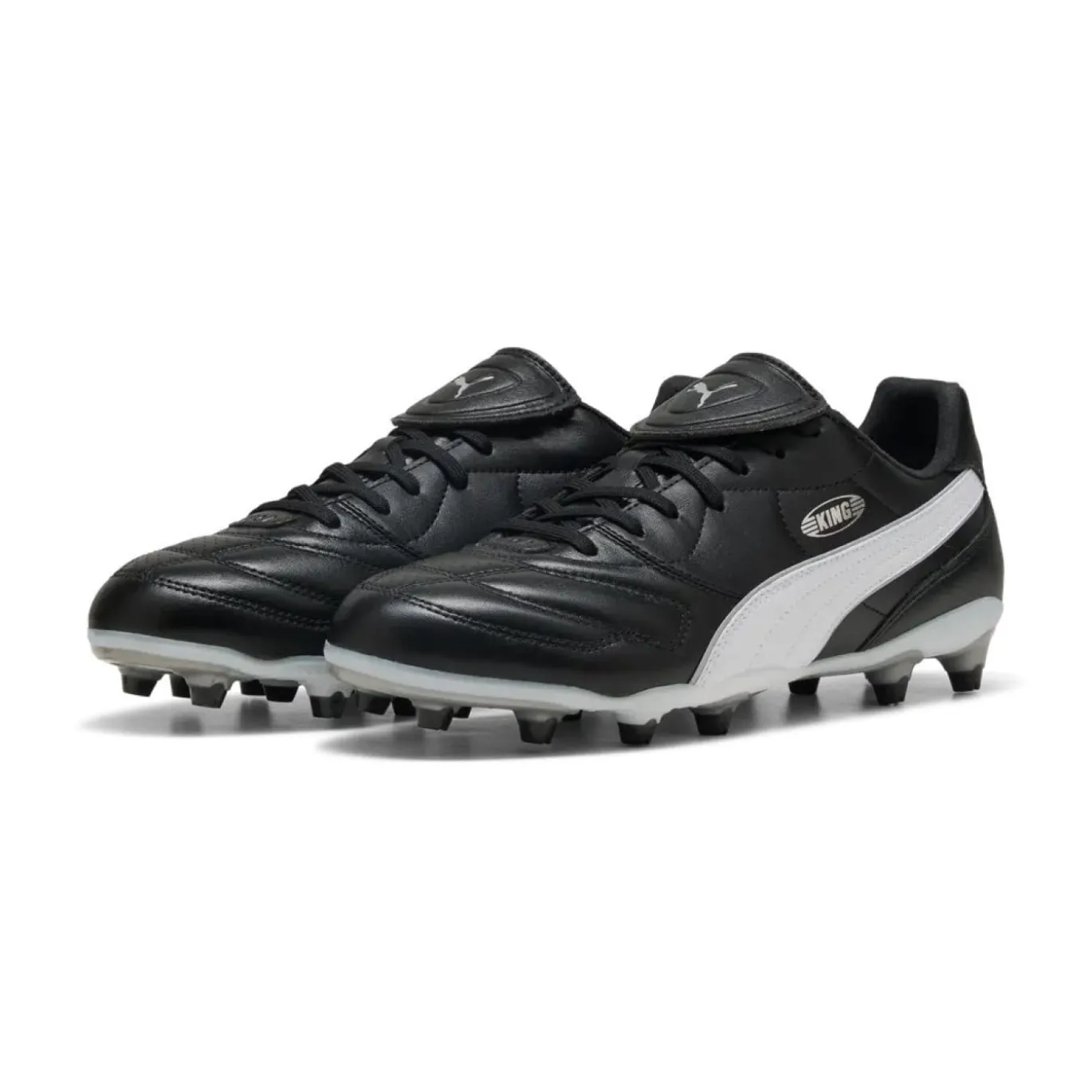PUMA King Liga Gras / Kunstgras Voetbalschoenen (MG) Zwart Zilver Wit