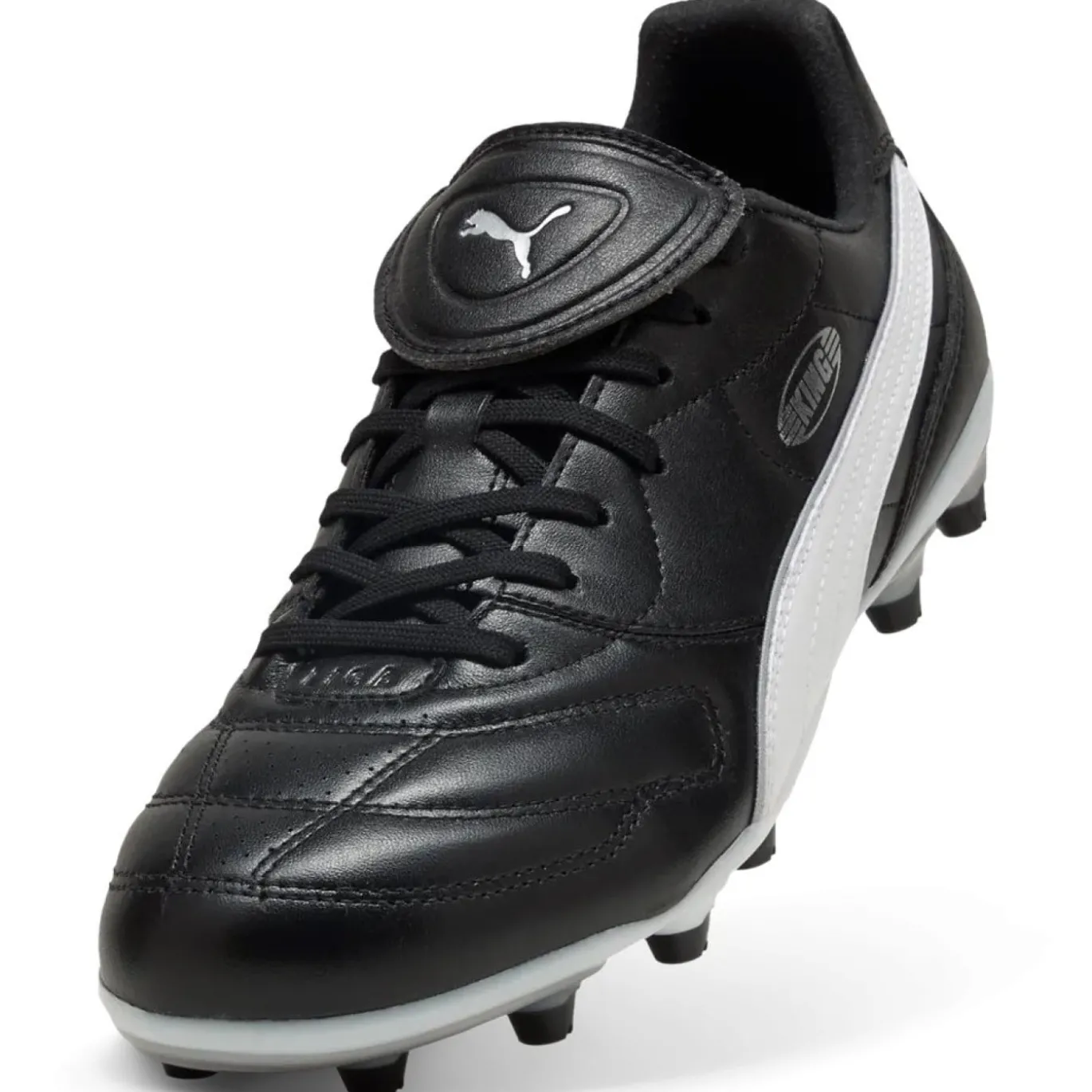 PUMA King Liga Gras / Kunstgras Voetbalschoenen (MG) Zwart Zilver Wit