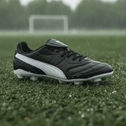 PUMA King Liga IJzeren-Nop Voetbalschoenen (SG) Zwart Wit Zilver