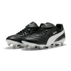 PUMA King Liga IJzeren-Nop Voetbalschoenen (SG) Zwart Wit Zilver