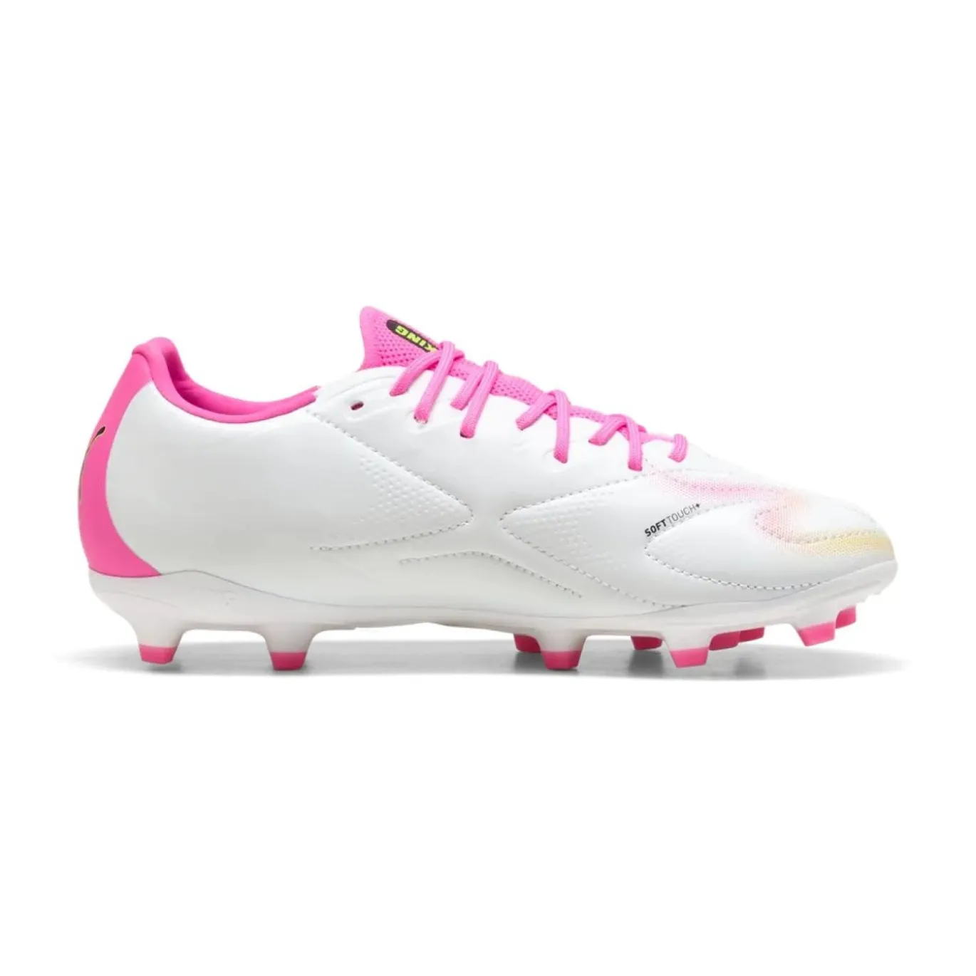 PUMA King 20 Match Gras / Kunstgras Voetbalschoenen (MG) Kids Wit Felroze Blauw Geel