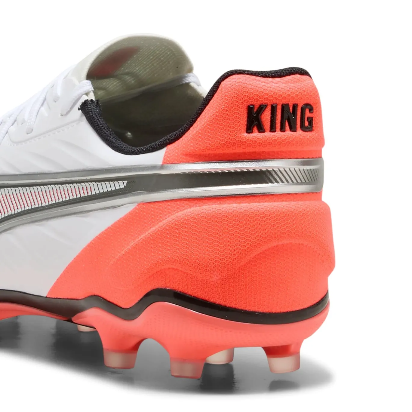 PUMA King Match Gras / Kunstgras Voetbalschoenen (MG) Wit Felrood Zwart
