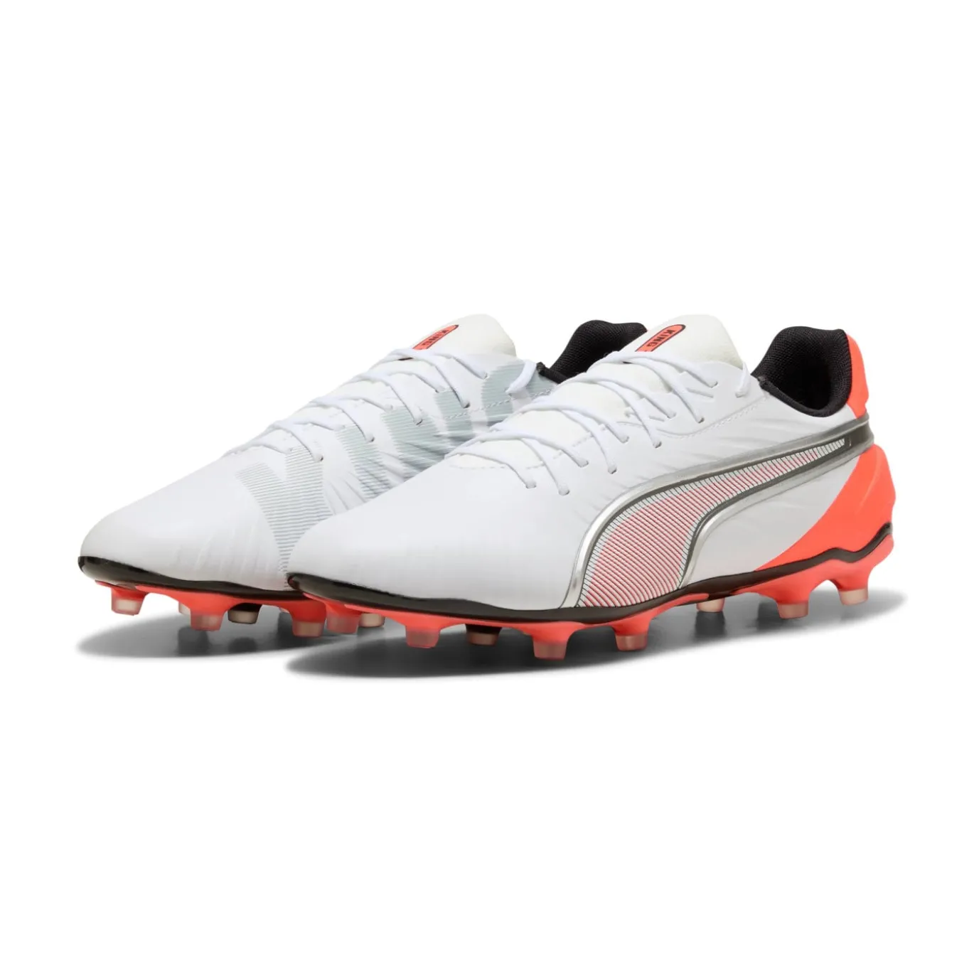 PUMA King Match Gras / Kunstgras Voetbalschoenen (MG) Wit Felrood Zwart