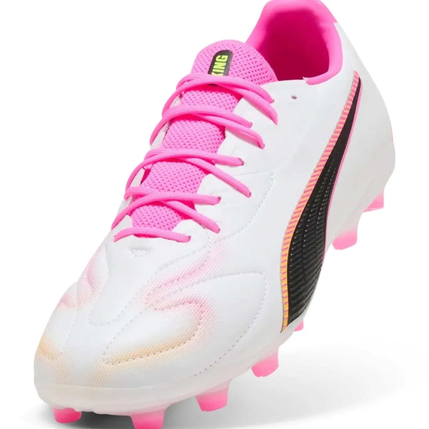 PUMA King 20 Match Gras / Kunstgras Voetbalschoenen (MG) Wit Felroze Blauw Geel