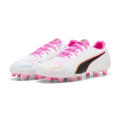 PUMA King 20 Match Gras / Kunstgras Voetbalschoenen (MG) Wit Felroze Blauw Geel