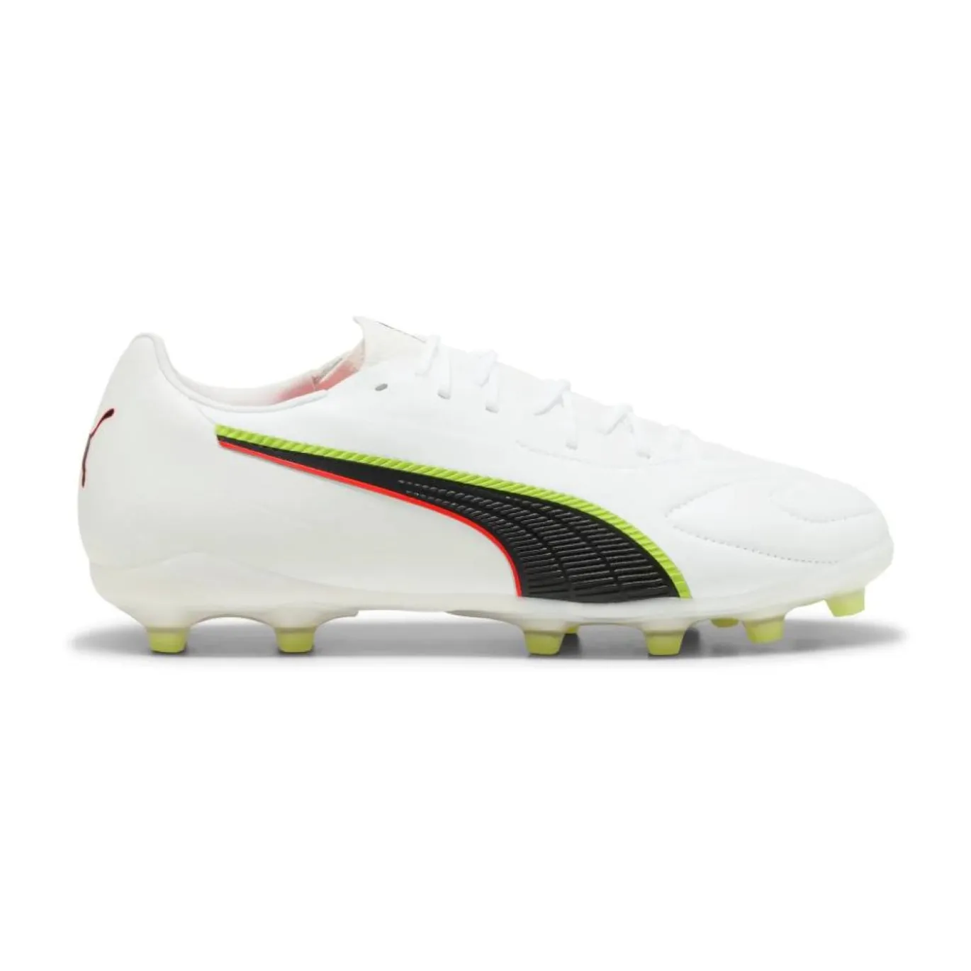 PUMA King 20 Match Gras / Kunstgras Voetbalschoenen (MG) Wit Felrood Neongeel