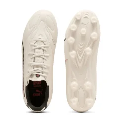 PUMA King 20 Match Gras / Kunstgras Voetbalschoenen (MG) Kids Gebroken Wit Zwart Rood
