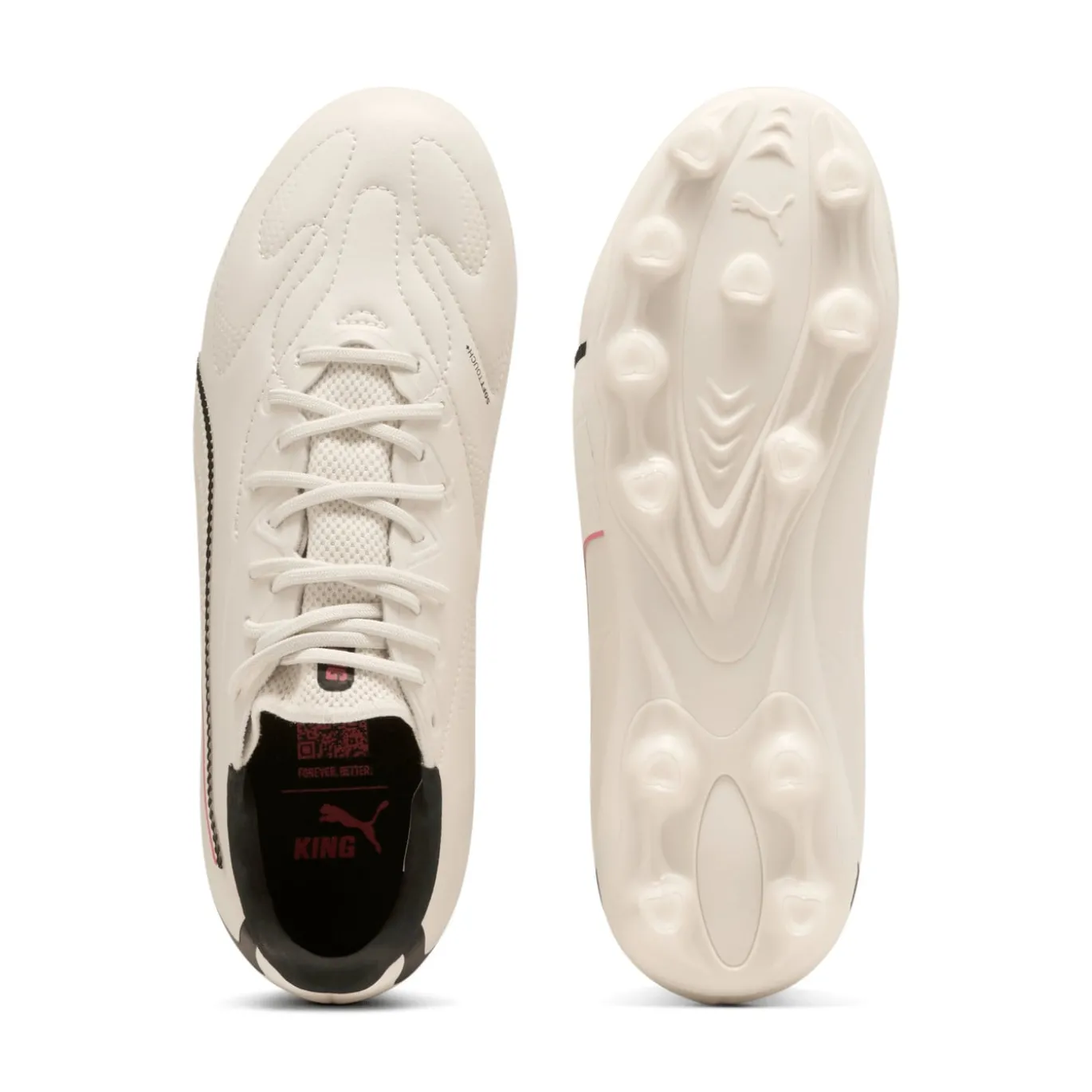 PUMA King 20 Match Gras / Kunstgras Voetbalschoenen (MG) Kids Gebroken Wit Zwart Rood