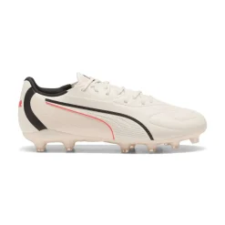 PUMA King 20 Match Gras / Kunstgras Voetbalschoenen (MG) Kids Gebroken Wit Zwart Rood