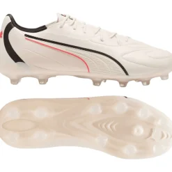 PUMA King 20 Match Gras / Kunstgras Voetbalschoenen (MG) Gebroken Wit Zwart Rood