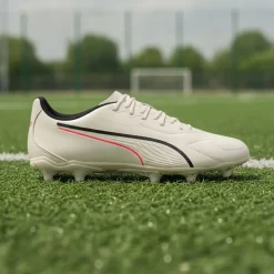 PUMA King 20 Play Gras / Kunstgras Voetbalschoenen (MG) Gebroken Wit Zwart Rood