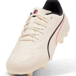 PUMA King 20 Play Gras / Kunstgras Voetbalschoenen (MG) Kids Gebroken Wit Zwart Rood