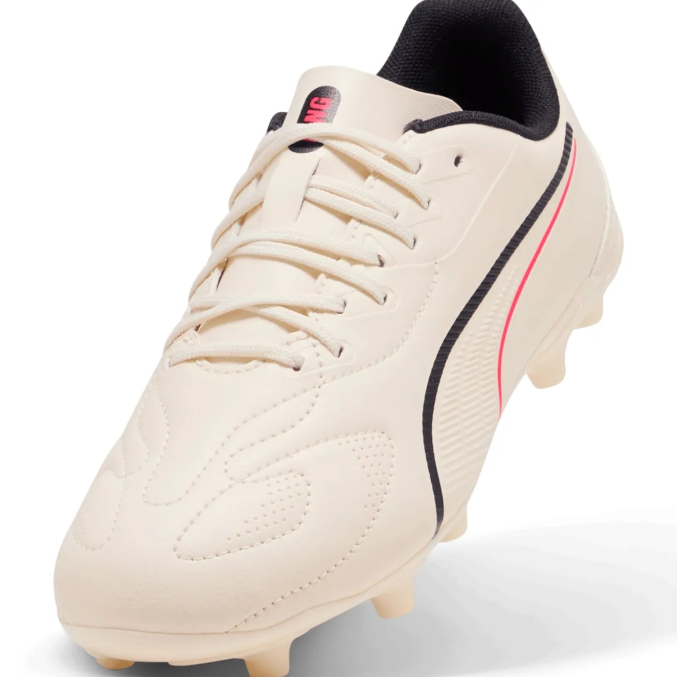 PUMA King 20 Play Gras / Kunstgras Voetbalschoenen (MG) Kids Gebroken Wit Zwart Rood