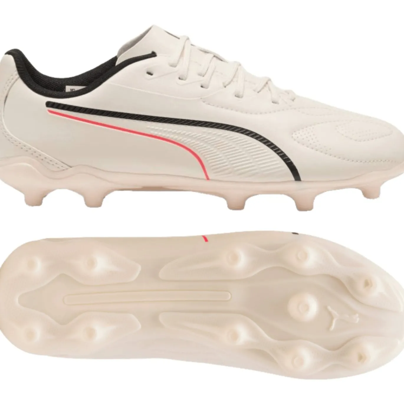 PUMA King 20 Play Gras / Kunstgras Voetbalschoenen (MG) Kids Gebroken Wit Zwart Rood