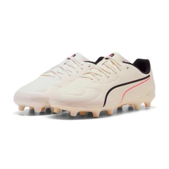 PUMA King 20 Play Gras / Kunstgras Voetbalschoenen (MG) Kids Gebroken Wit Zwart Rood