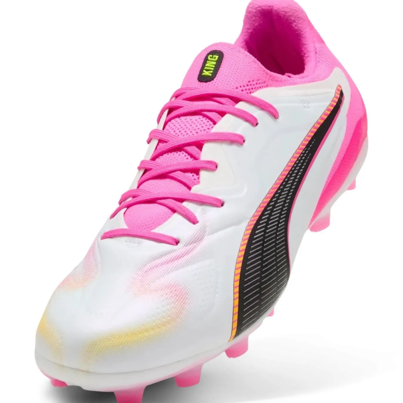PUMA King 20 Pro Gras / Kunstgras Voetbalschoenen (MG) Wit Felroze Blauw Geel