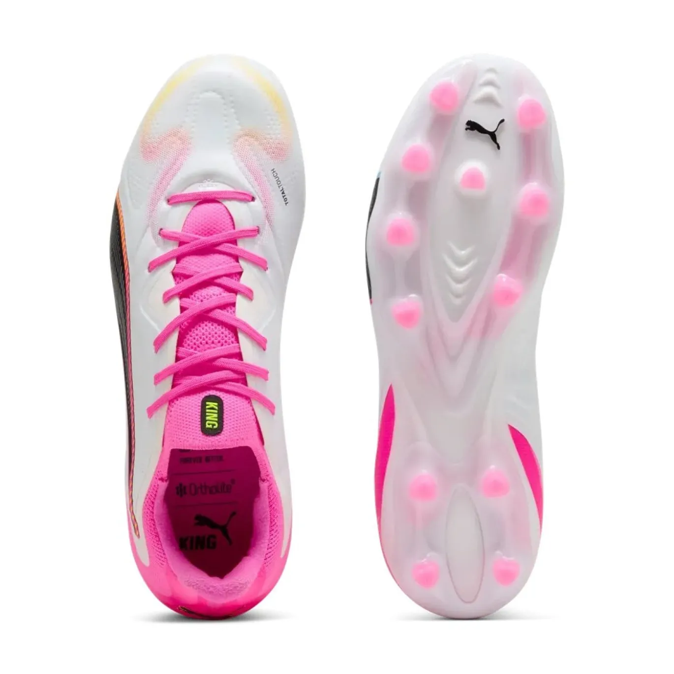 PUMA King 20 Pro Gras / Kunstgras Voetbalschoenen (MG) Wit Felroze Blauw Geel
