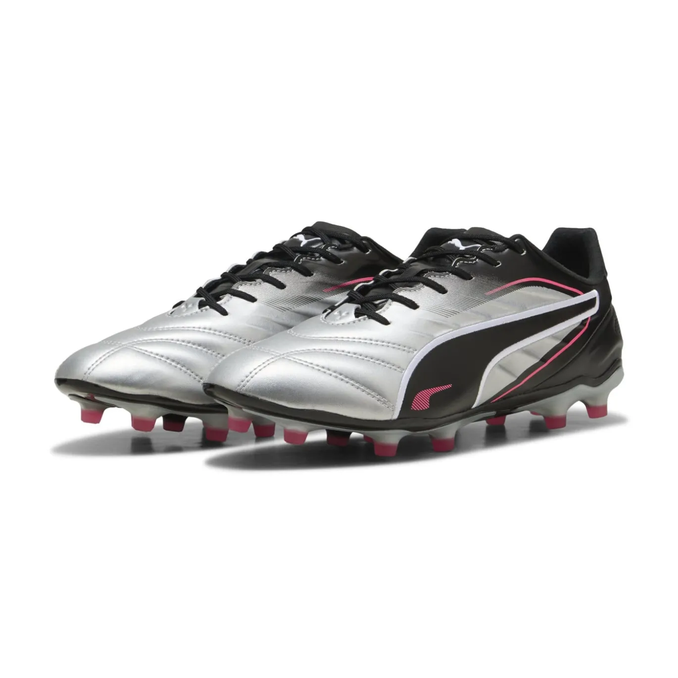 PUMA King Pro Gras / Kunstgras Voetbalschoenen (MG) Zilver Zwart Roze