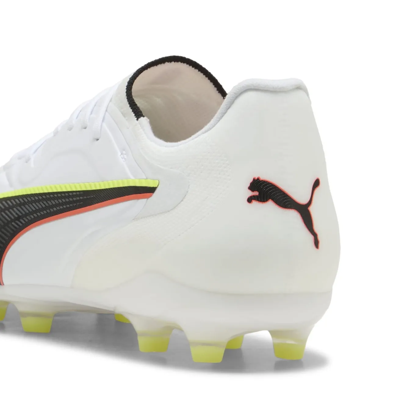 PUMA King 20 Pro Gras / Kunstgras Voetbalschoenen (MG) Wit Felrood Neongeel