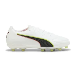 PUMA King 20 Pro Gras / Kunstgras Voetbalschoenen (MG) Wit Felrood Neongeel