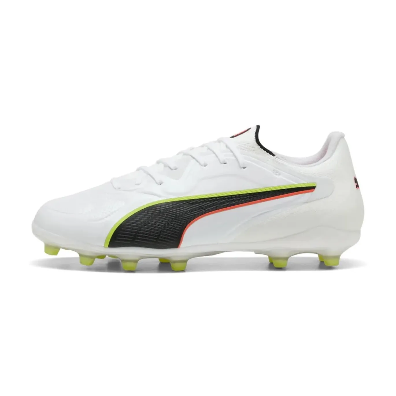 PUMA King 20 Pro Gras / Kunstgras Voetbalschoenen (MG) Wit Felrood Neongeel