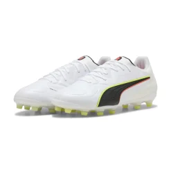 PUMA King 20 Pro Gras / Kunstgras Voetbalschoenen (MG) Wit Felrood Neongeel