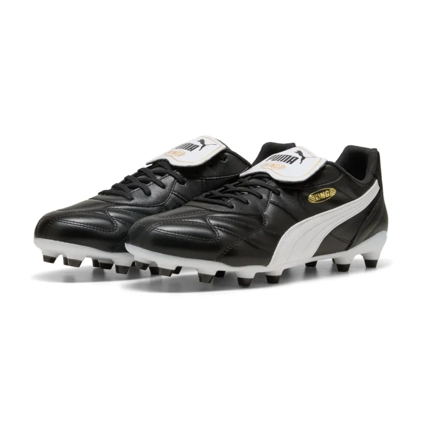 PUMA King Top Gras / Kunstgras Voetbalschoenen (MG) Zwart Goud Wit