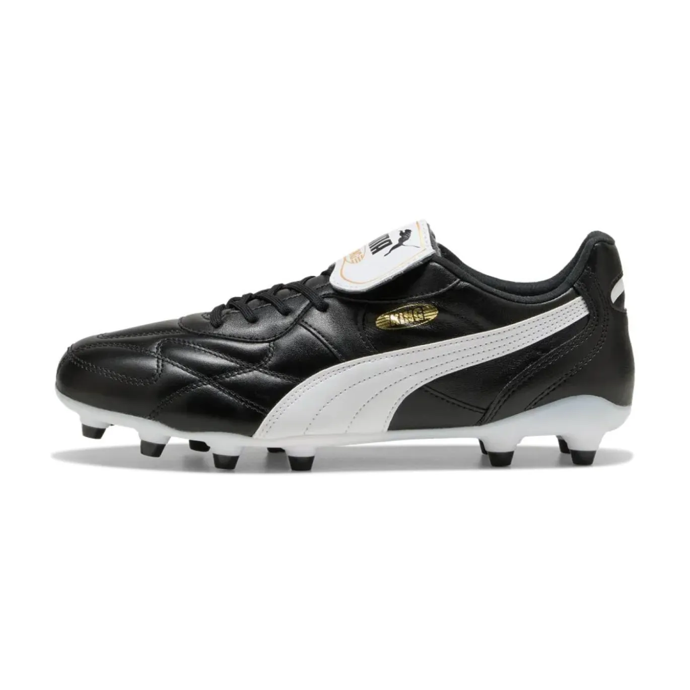 PUMA King Top Gras / Kunstgras Voetbalschoenen (MG) Zwart Goud Wit